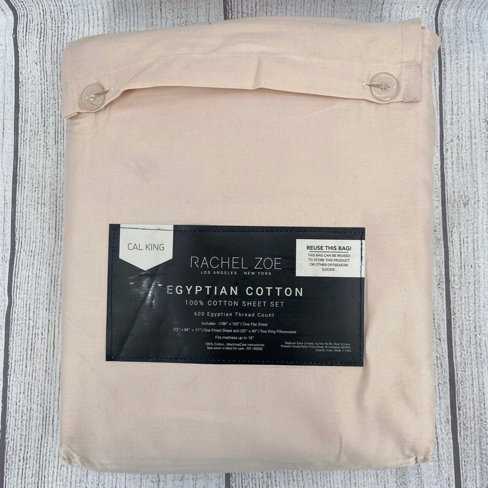 Rachel Zoe Sheet Set California King Blush Pink 600 TC Egyptian Cotton Neutral